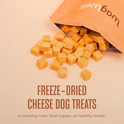 WagWell Freeze Dried Cheese Dog Treats - Grain-Free, High-Protein Pasteurized Dog Treats Made in The USA - Human-Grade, Minimally Processed & Preservatives Free - Pack of 2