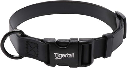 Tiger Tail Black Medium Dog Collar | Waterproof and Odor-Proof for Active Pets | Durable, Anti-Mat, and Lightweight Design | Made with Premium Coated Nylon | Suitable for Medium Breed Dogs