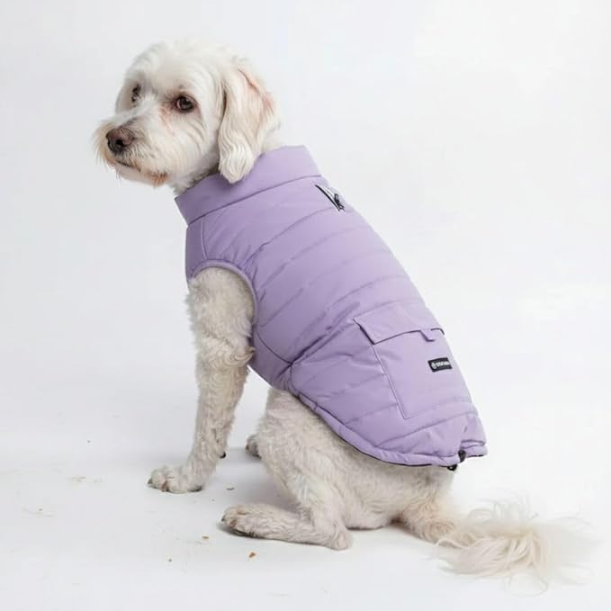Spark Paws Dog Winter Jacket, Water-Resistant Coat, Warm Reflective Windproof Fleece-Interior, for Medium and Large Dogs - Lilac - M