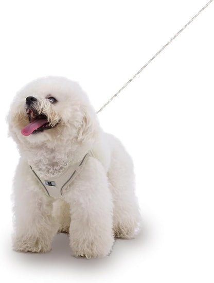 Adjustable Dog Harness with Leash, Reflective Mesh, No-Pull Design，Matching Lead Rope (Cream-Coloured, M)
