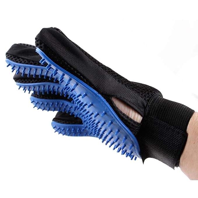 Efficient Pet Grooming Glove - Gentle Shedding Brush for Dogs, Cats, Horses, & more with Long & Short Hair - Right Hand Only (Green)