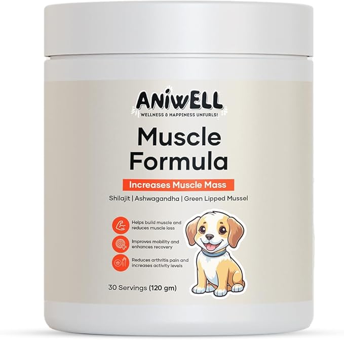 Muscle & Vitality Formula for Dogs with Ashwagandha, Shilajit, Green Lipped Mussel & Glucosamine