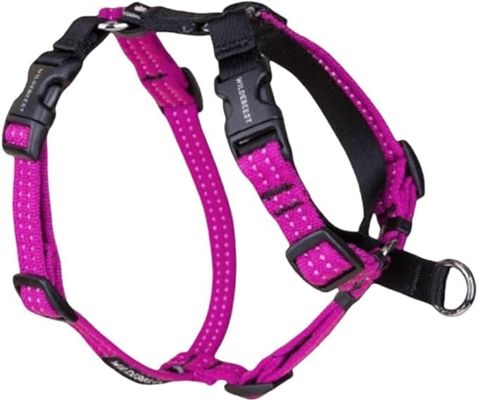 Wildebeest Valencia No Pull Dog Harness | Front and Back Leash Clips | Soft Padded Straps | Lightweight, Adjustable, Easy On/Off for Training and Dog Walking | Small Fuchsia