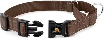PLUTUS PET Reflective Martingale Collar with Quick Snap Buckle,No Pull Dog Choker Collar for Small Medium Large Dogs, S, Chocolate