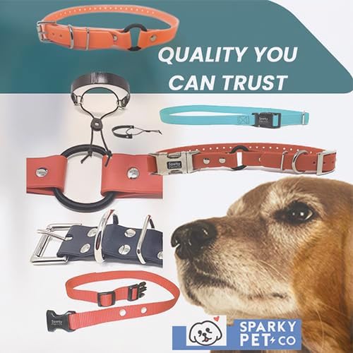 Sparky Pet Co - Apollo ECollar Replacement Strap - Dog Collar - Waterproof Biothane - Adjustable - Double Buckle - Quick Snap Metal Clasp - for Invisible Fence Systems - 3/4" x 28" (Black)