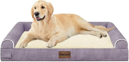Large Dog Bed Orthopedic Washable: Beds Bolster XL Bed Medium Large Dogs Egg Crate Foam Couch Sofa Waterproof with Removable Cover - Purple