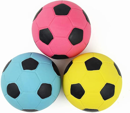 Pawdoer Squeaky Dog Ball, Soft Latex Rubber Squeaky Dog Toys for Small Dogs Puppies, Cute Bounce Squeak Toys Play Fetch Soccer Ball