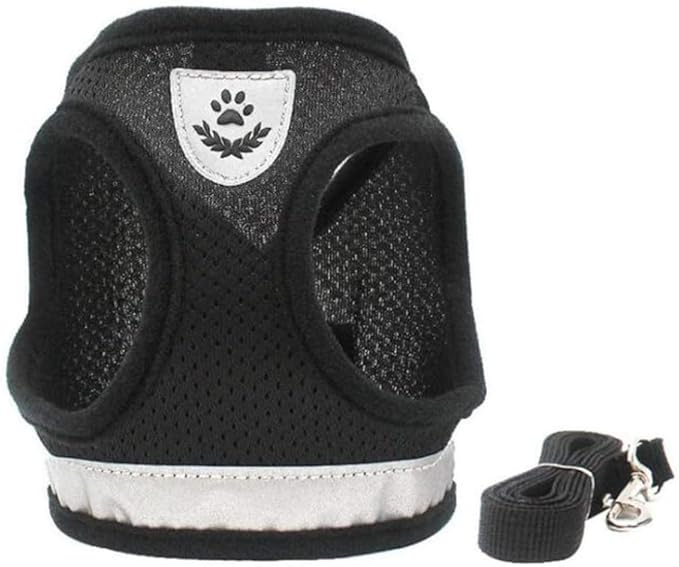 FEimaX Dog Harness and Leash Set for Walking, Soft Mesh Adjustable Easy Control Lightweight Cat Vest Harnesses with Reflective Strips, Escape Proof Small Dogs Cats Vests