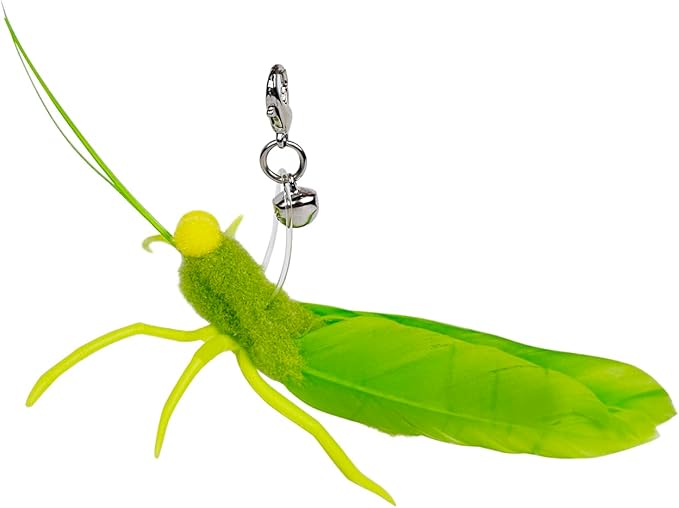 TTcat Feather Cat Toy Attachments,3 Pcs Simulation Insects Grasshopper Refills, Cat Toys Replacement Feathers for Cat Wand.