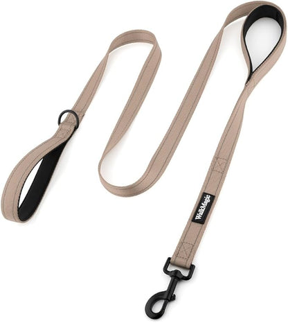 Heavy Duty Double Handle Dog Leash 6 ft Long for Total Control, Padded 2 Handle, Reflective Training Lead for Medium Large Dogs (Beige, 6 FT)