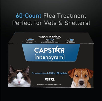 Capstar(nitenpyram) for Dogs Fast-Acting Oral Flea Treatment for Dogs 2-25 lbs, Vet-Recommended Medication Tablets Start Killing in 30 Minutes, 60 Doses