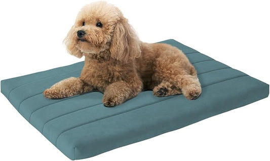 BALANCE Dog Crate Bed, Orthopedic Dog Bed Pad with Waterproof Liner, Washable Crate Foam Pet Mat for Large, Medium, Puppy Dogs Breeds, Powder Blue, 30"x19"x1.6"