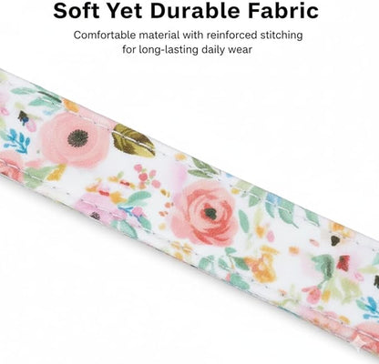 Dog Collar, Floral Girl Dog Collar with Pink Flowers, Cute Spring Summer Pattern for Girls Boys Small Medium Large Dogs, Soft Puppy Collar