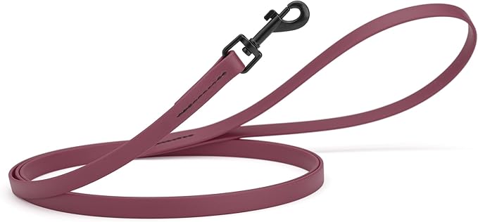 Dogline Biothane Waterproof Dog Leash Strong Coated Nylon Webbing with Black Hardware Odor-Proof Easy to Clean High Performance for Small or Large Dogs Made in USA 4 or 6 ft Lead, Merlot Burgundy