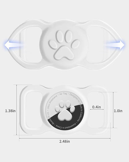 Dynmeow Dog Cat Collar Holder Compatible with Airtag, Anti-Lost Silcione Holder for 3/4-1" inch Wide Collar, White, M(1 Pack)