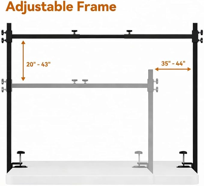 Dog Grooming Arm for Table, S Size, Adjustable 42" Height & 35"–44" Width, H-Shape Stable Grooming Stand, Clamp Fits up to 2.76", with Hammock & 2 Nooses for Home Grooming & Nail Trimming