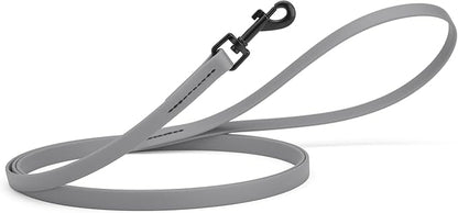 Dogline Biothane Waterproof Dog Leash Strong Coated Nylon Webbing with Black Hardware Odor-Proof Easy to Clean High Performance for Small or Large Dogs Made in USA 4 or 6 ft Lead, Battleship Gray