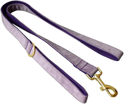 JAY D.L Dog Collar and Leash Set，Soft & Comfy Velvet Dog Collars with Heavy Duty Metal Buckle and Matching Lead Adjustable for Small Medium Large Dogs (XLarge, Purple)