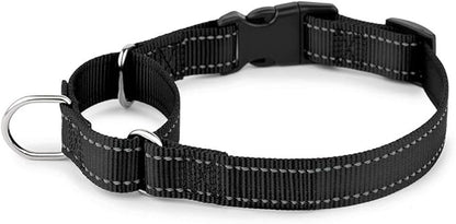 PLUTUS PET Reflective Martingale Collar with Quick Snap Buckle,No Pull Dog Choker Collar for Small Medium Large Dogs,L,Black