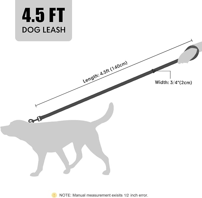 Didog PU Leather Dog Leash for Small Dogs 4.5ft, Soft Padded Handle Faux Leather Dog Leashes for Medium Dogs, Walking and Training Leashes for Large Dogs,Denim Blue