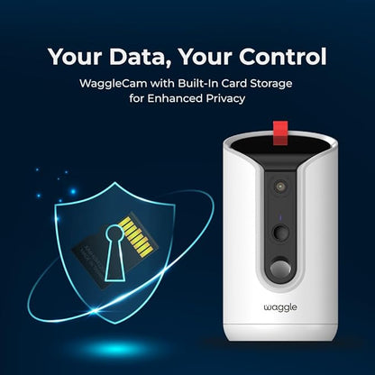 WaggleCam 2K Pet Camera and Treat Dispenser with 360° AI Tracking, 2-Way Audio, Motion Alerts, Night Vision, Dual-Band WiFi (2.4 GHz or 5 GHz) – Indoor Use