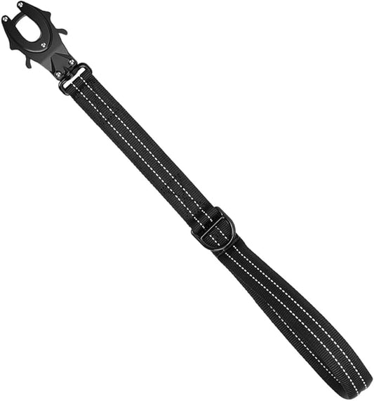 ICEFANG Short Dog Leash 18 Inch Reflective Nylon Traffic Leash with Padded Handle,Heavy Duty Auto Lock Swivel Clip for Medium Large Dogs No Pull Training Walking (Black, 18 Inch)