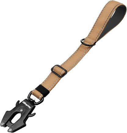 Strong Heavy Duty Dog Leash - Adjustable 15"-18" Reflective Nylon Training Leash with Padded Handle & Frog Clip, Traffic Control for Large Medium Dogs No Pull Walking Khaki