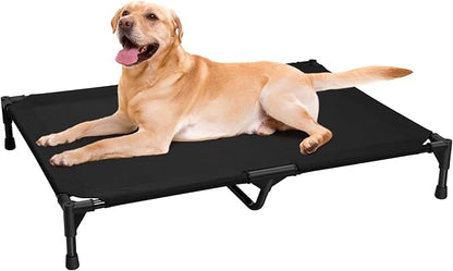 Love&go Elevated Dog Bed with Metal Frame, Cooling Raised Pet Cot for Dog and Cat (L - Black, Large- 34.5x25.5x5.5 inch)