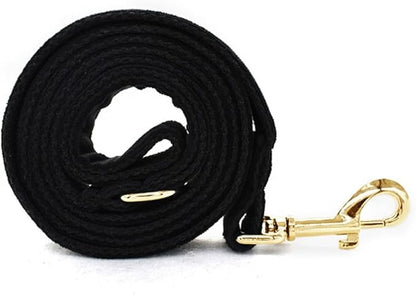 JAY D.L Dog Collar and Leash Set，Soft & Comfy Velvet Dog Collars with Heavy Duty Metal Buckle and Matching Lead Adjustable for Small Medium Large Dogs (Large, Black)