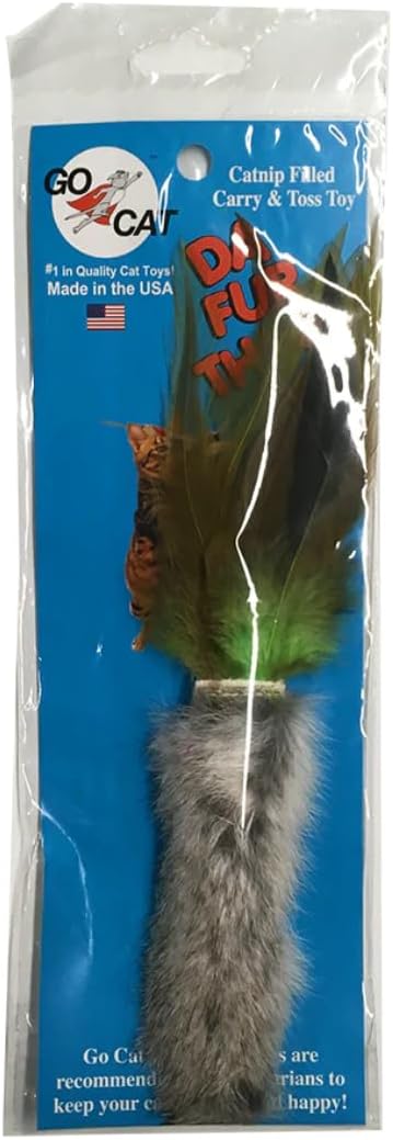GoCat Da Fur Thing Cat Toy, Rabbit Fur and Feather Toy Stuffed with Catnip