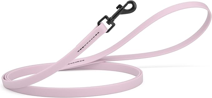 Dogline Biothane Waterproof Dog Leash Strong Coated Nylon Webbing with Black Hardware Odor-Proof Easy to Clean High Performance for Small or Large Dogs Made in USA 4 or 6 ft Lead, Pastel Purple