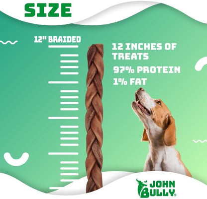 john bully Collagen Braided 12" 6PK, The Best Option for Your Dog, 100% Natural, Rich in Protein, Highly Digestible, Gluten Free,Premium Grade Quality,Odor Free The Real Collagen