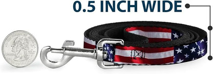 Buckle-Down Dog Leash American Flag Vivid Close Up 6 Feet Long 1.0 Inch Wide, Multicolor (DL-6FT-W30158)