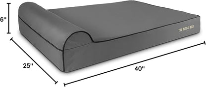 The Dog’s Bed Orthopedic Headrest Dog Bed XXL Grey/Black, Memory Foam, Pain Relief for Arthritis, Hip & Elbow Dysplasia, Post Surgery, Lameness, Waterproof Washable Cover, Veterinary Approved