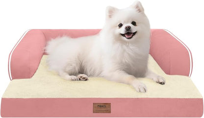 Small Dog Bed Orthopedic Washable Cat Bed Memory Foam Small Couch Sofa Indoor Comfy Pet Beds with Waterproof Removable Cover & Non-Slip Bottom