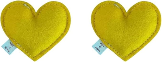 Catnip Toy – Heart Shape, Organic Catnip, 100% Wool Felt, Grown & Made in The USA - Yellow, 2 Pack