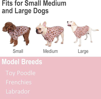GreenJoy Leopard Print Dog Sweater – Stretchy Fleece Dog Turtleneck Sweatshirt for Puppies & Cats, Soft & Warm Pet Winter Clothes for Small, Medium & Large Dogs (Pink, Small)