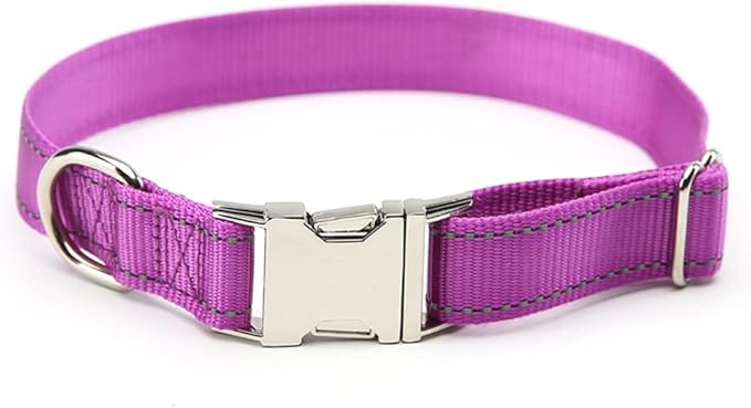 Love Dream Reflective Dog Collar with Metal Buckle, Adjustable Safety Nylon Dog Collars with Heavy Duty Quick Release Buckle for Small Medium Large Dogs, Pet Collar with ID Tag Ring