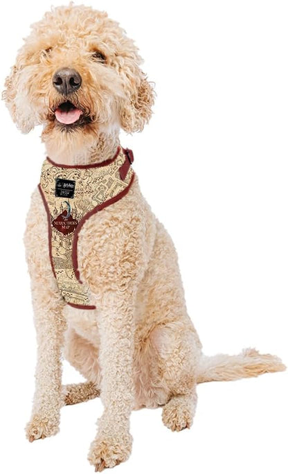 Sassy Woof Dog Adjustable Harness - Harry Potter™ Marauder's Map™ - L, Breathable Mesh, No Pull Design with Two D-Rings, Ideal for Large Dogs - Officially Licensed