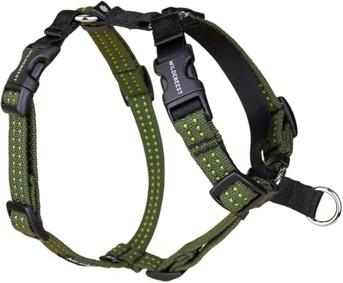 Wildebeest Valencia No Pull Dog Harness | Front and Back Leash Clips | Soft Padded Straps | Lightweight, Adjustable, Easy On/Off for Training and Dog Walking | X-Small Olive