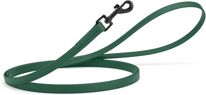 Dogline Biothane Waterproof Dog Leash Strong Coated Nylon Webbing with Black Hardware Odor-Proof Easy to Clean High Performance for Small or Large Dogs Made in USA 4 or 6 ft Lead, Hunter Green