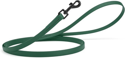 Dogline Biothane Waterproof Dog Leash Strong Coated Nylon Webbing with Black Hardware Odor-Proof Easy to Clean High Performance for Small or Large Dogs Made in USA 4 or 6 ft Lead, Hunter Green