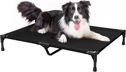 Love&go Elevated Dog Bed with Metal Frame, Cooling Raised Pet Cot for Dog and Cat (L - Black, Large- 34.5x25.5x5.5 inch)