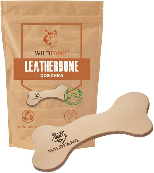 Wildfang® Leather Dog Toy, Large – Soft Dog Chew Toys for Gentle Chewers, Puppies, Senior or Older Dogs with Sensitive Teeth – Non-Toxic, Stuffless, 5mm Leather Bone for Dogs Over 33 lbs, Pack of 1