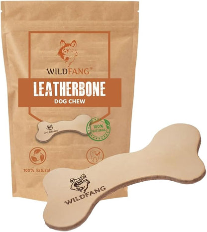 Wildfang® Leather Dog Toy, Small – Soft Dog Chew Toys for Gentle Chewers, Puppies, Senior or Older Dogs w/Sensitive Teeth – Non-Toxic, Stuffless, 5mm Leather Dog Bone for Dogs Up to 22 lbs, Pack of 1
