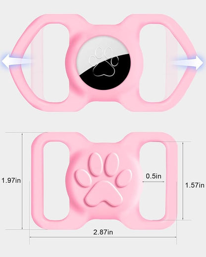 Dynmeow Dog Cat Collar Holder Compatible with Airtag, Anti-Lost Silcione Holder for 1.2 and 1.5 inch Wide Collar, Pink, L(1 Pack)