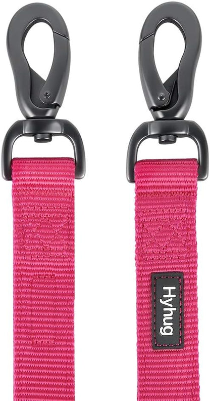Hyhug Sturdy Nylon 18'' Short Leash with Comfortable Cushion for Giant Large Medium Boy and Girl Dogs -Daily Use Walking and Training. (18 Inches, Rose Red)