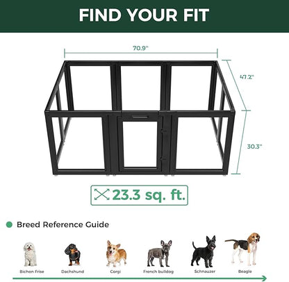 FXW AuraSpace Acrylic Indoor Dog Playpen for Small and Medium Dogs, 30 Inch, 10 Panels, Black
