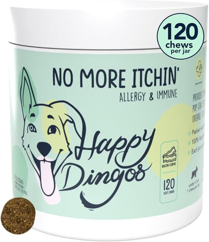 Dog Allergy Relief Chews for Itchy Skin - Stop Paw Licking, Itchy Ears, Support Seasonal Allergy - with Probiotics and Salmon Oil - 120 Count - Bacon Flavor
