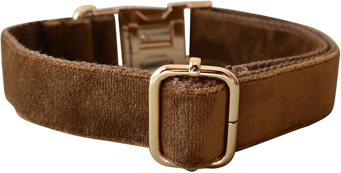 JAY D.L Dog Collar and Leash Set，Soft & Comfy Velvet Dog Collars with Heavy Duty Metal Buckle and Matching Lead Adjustable for Small Medium Large Dogs (XLarge, Coffee)
